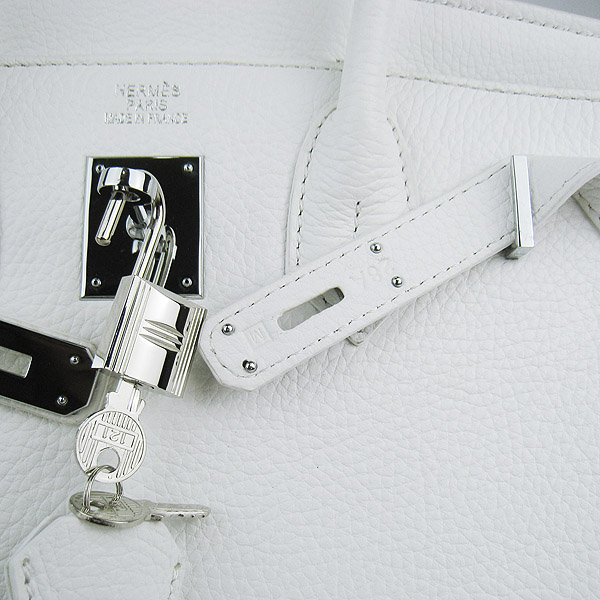 Replica Hermes Birkin 30CM Togo Leather Bag White 6088 On Sale - Click Image to Close